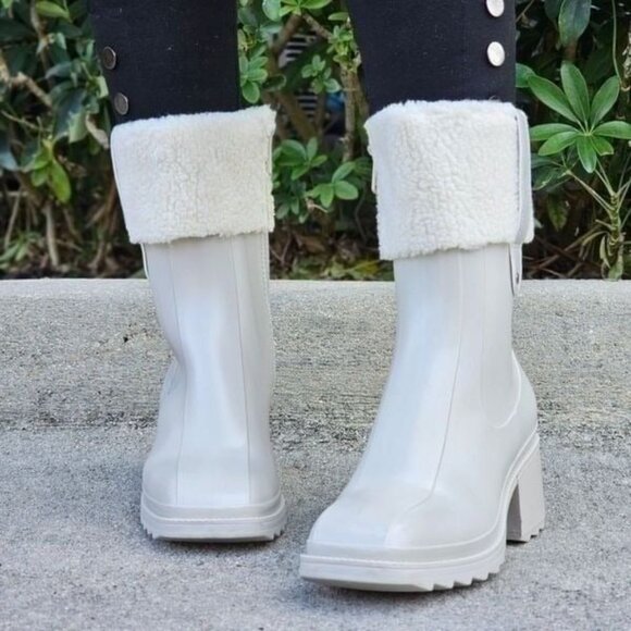 Women's Chunky Block Heel Ankle Boots Gray Color - Picture 4 of 5